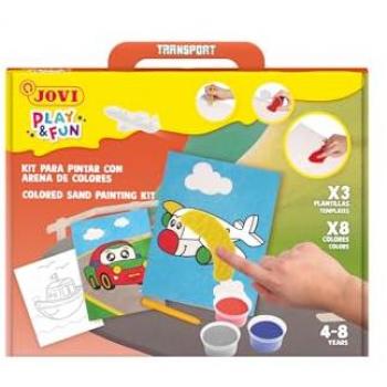 Set Pittura Sabbia Jovi Veicoli: 8 Barattoli + Strumento