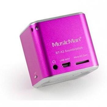 Altavoz Móvil MusicMan BT-X2 con Tarjeta MicroSD (Rosa)