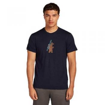 Maglia Icebreaker 150 Tech Lite Bear Tour Manica Lunga Blu Navy Marrone – S/M/L