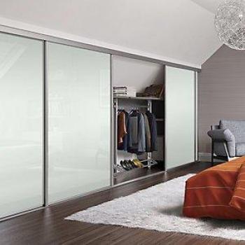 Spacepro Silver Frame Loft Sliding Door with Arctic White Glass 762mm