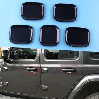 Beler 5pcs Glossy Black ABS Door Handle Cup Trim for Jeep Wrangler JL 4-Door
