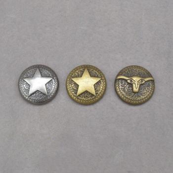 Carved Five Point Star Cow Head Metal Rivets