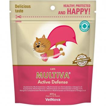 MULTIVA® Active Defense Cat 45 chews suplemento multivitamínico y multimineral Vetnova