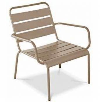 Poltrona da giardino bassa relax in acciaio color taupe