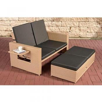 CLP Ancona Flachrattan-Loungesofa 2 Sitzplätze – Ausziehbarer Unterbau