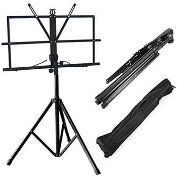 Pupitre de concert OCIODUAL – structure métallique extensible, espace pour livres, sac à porter, réglage hauteur, noir