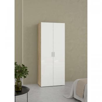 Calicosy Armario 2 Puertas: Roble Decorativo + Blanco Brillante (H200,9 cm) – Lana