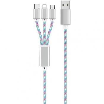 2GO 797316 3in1 USB Kabel 1,5 m USB B, USB C/Micro-USB B, Lightning Mehrfarbig