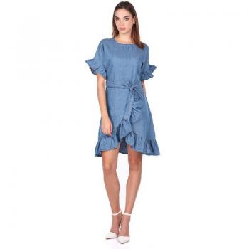 Rocca con volant: abito denim XL blu profondo