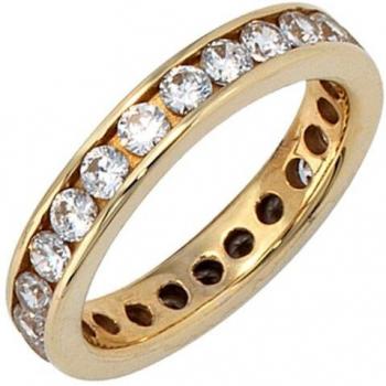 Zirkonierter Damen-Ring 333 Gelbgold – JOBO, Größe 56