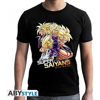 Maglietta Dragon Ball Z Super Saiyans Uomo Nero S-M