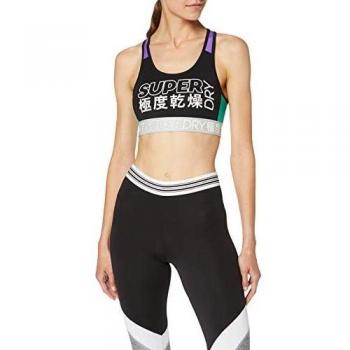 Superdry Super Sport Bra Donna Reggiseno Colorato Nero/Viola 10