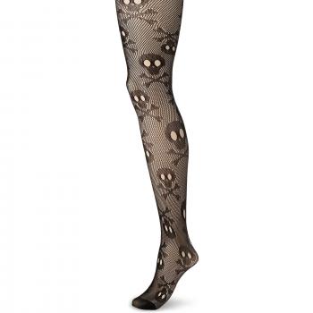 Totenkopf-Netz-Strumpfhose LEG AVENUE 9986, Schwarz, Einheitsgröße