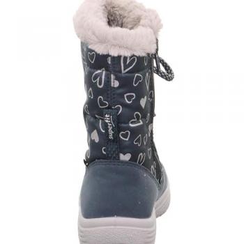 Winterstiefel für Mädchen SUPERFIT CRYSTAL WMS: mittel Gr. 30, jeansblau mit silberfarbenen Herzchen