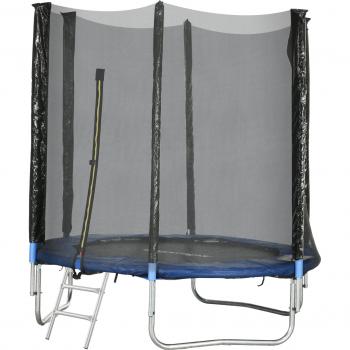 Trampolino SPORTNOW con Scaletta e Rete di Sicurezza, Ø180x200 cm, Blu