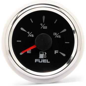 52mm Fuel Level Gauge for Boat with 8 Color Backlight, Black and White Face, Compatible with Vehicles (9-32V)