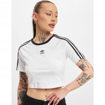 T-Shirt Donna Crop 3 Stripes adidas Originals, bianco