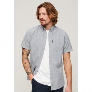Superdry Camisa Oxford corta azul para hombre
