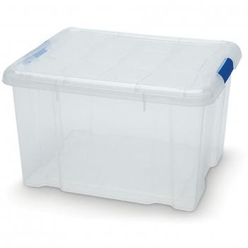 Caja de Almacenaje 25 litros Nº 2, Caja de ordenación de plástico transparente, Contenedor de almacenamiento
