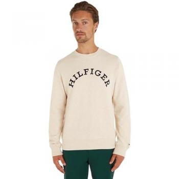 Sudadera Tommy Hilfiger Crema y Azul Marino, Diseño Maniline – L