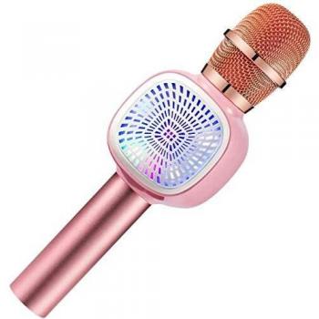 Karaoke Bluetooth Microphone for kids,Wireless Microphone 4 IN 1 for Party Singing with Colorful lights Supports TF Card, 3.5mm AUX, Compatible with PC/iPad/Smartphone,Gifts For Girls