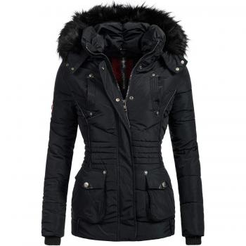 MARIKOO Damen Winter Steppjacke Schwarz Vanilla Gr. XL