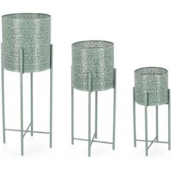 Porta Vasi Metallo Verde 3 Pezzi KALIDAS