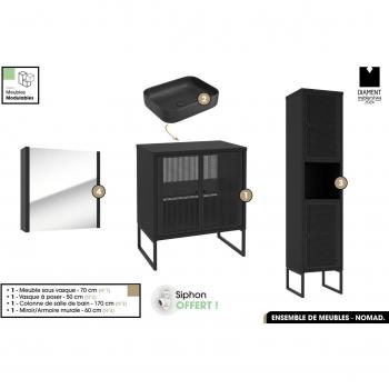 Kit Salle de Bain Otitec Noir 70 x 80 x 43 cm