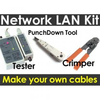 Ethernet Cable Tool Kit with Crimper, Punch Down Tool, and Tester