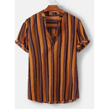Camisa Casual de Verano para Hombre con Cuello y Manga Corta