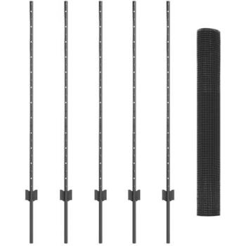 Clôture Résistante 1,2 × 10 m – 10 Poteaux U Gris en Acier