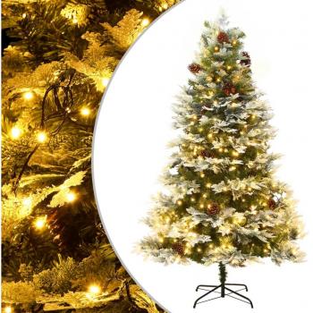 Árvore de Natal Verde com Pinhas e Iluminação 225 cm