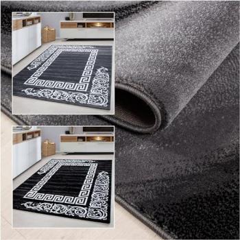 Abstrakter Teppich Grau Schwarz für Wohnzimmer