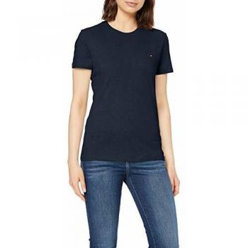 Tommy Hilfiger Damen T-Shirt WW0WW22043 Dunkelblau Regular Fit Größe S