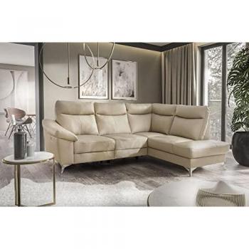 Canapé d'angle LUZINI en cuir italien 5 places beige
