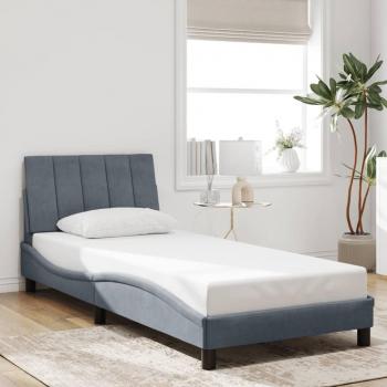 Lit sans matelas 90x200 cm en velours gris foncé
