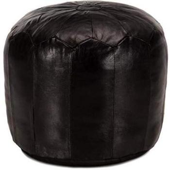 Fußbank Schwarz 40 x 35 cm Echtes Ziegenleder