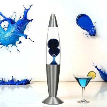 Retro Lavalampe Timmy, Blau, 36 cm, Tischlampe mit G9 Leuchtmittel