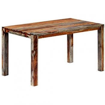 VidaXL Tavolo da ristorante grigio 140 x 70 x 76 cm in legno massello di sheesham