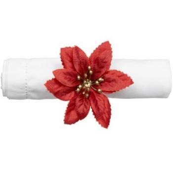 FEERIC LIGHTS & CHRISTMAS Duo Ronds de Serviettes Étincelants Poinsettia Rouge-Or