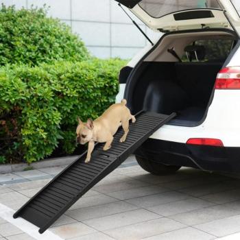 Plateforme d'ascension pliable noire pour chiens – 153×40×12,5 cm