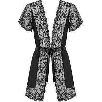 Obsessive Damen Peignoir Luvae Babydoll, Schwarz, L-XL