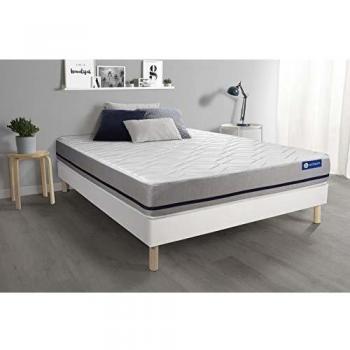 Actisom Matelas 160x200 ACTIMEMO Soft 3zones de Confort + sommier KIT Blanc