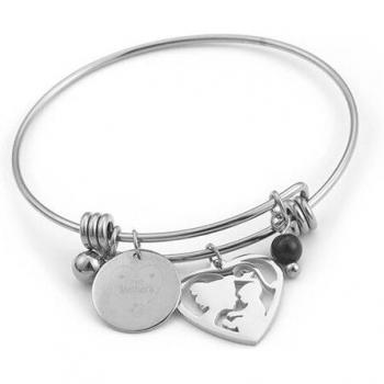 Brazalete lindo para el Día de la Madre, interior dorado, acero inoxidable, 64mm