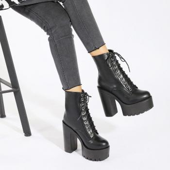 Botas de Mujer con Tacón Grueso, Plataforma y Encaje, JXQ-1191-21