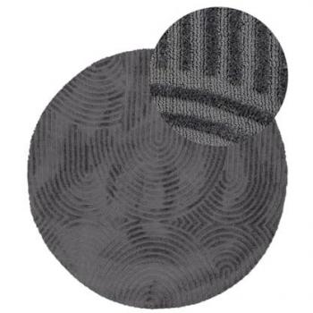Holly Zen 1 Teppich in Grau – Ø 80 cm, 12 mm, Polyester