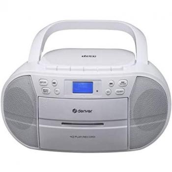 Denver TDC-280W DAB+ Boombox mit CD-Player, Kassettendeck, Uhr und Wecker in Weiß