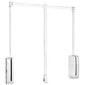 Emuca Appendiabiti Saliscendi per Armadio, Regolabile 450-600mm, Plastica bianca e Acciaio