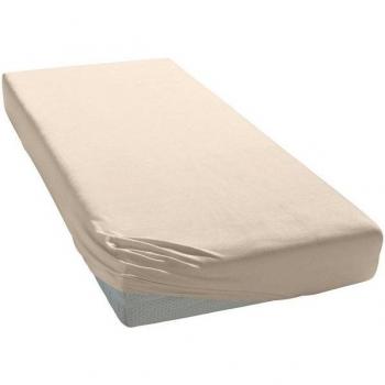 ELEGANTE Spannbettlaken Uni Zwirn-Jersey in Beige (Sand) – 140–160 cm × 200–220 cm
