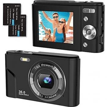Kompaktkamera 1080P FHD 36 Megapixel Digitalkamera mit 16X Digitalzoom, 2,4 LCD für YouTube Vlogging und Fotografie Anfänger